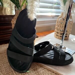CROCS Black Strappy Slide Sandals